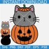 Cat in Halloween pumpkin Layered SVG, Hello Kitty Pumpkin SVG,  Funny Halloween kitten SVG