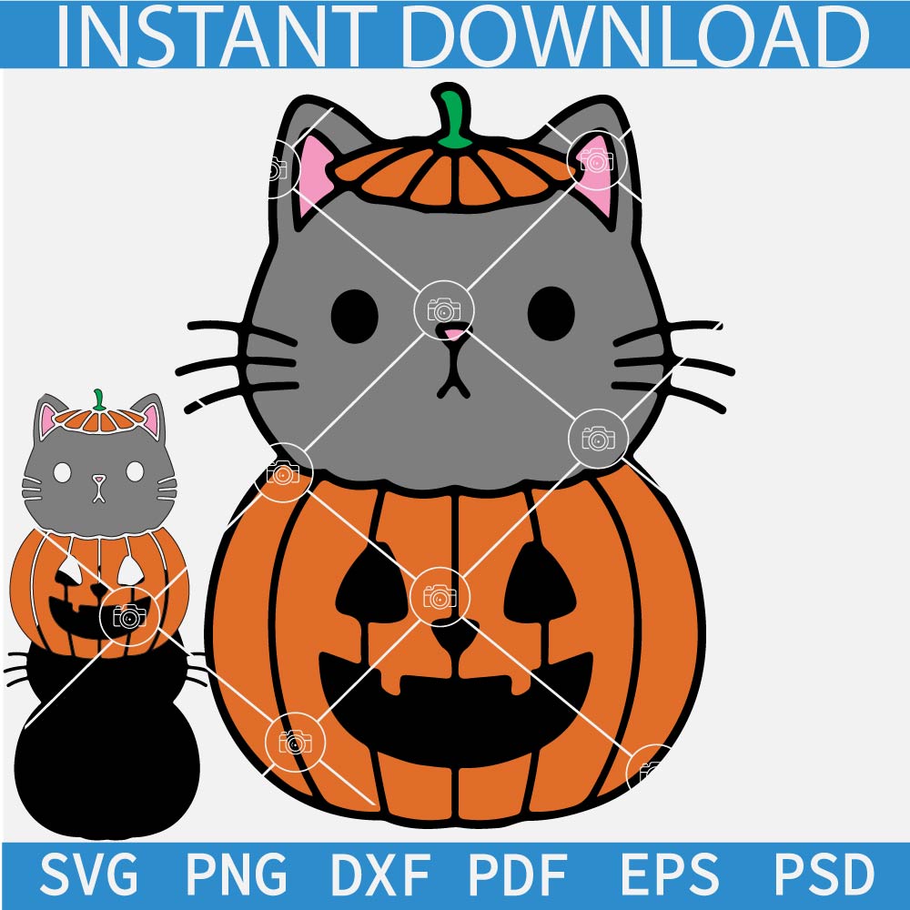Cat in Halloween pumpkin Layered SVG, Hello Kitty Pumpkin SVG, Funny Halloween kitten SVG Cat in Halloween pumpkin Layered SVG, Hello Kitty Pumpkin SVG, Funny Halloween kitten SVG