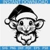 Fancy mouse with Santa hat silhouette svg