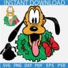 Christmas Pluto Dog Layered SVG, Disney Dog Pluto inside mistletoe Wreath SVG