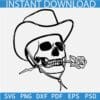 Cowboy Skull Biting Rose Flower SVG, Skull with cow boy hat SVG, Skull Biting Rose Flower SVG