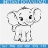 Cute Baby Elephant Sketch Svg