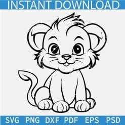 Black Baby Lion sitting SVG