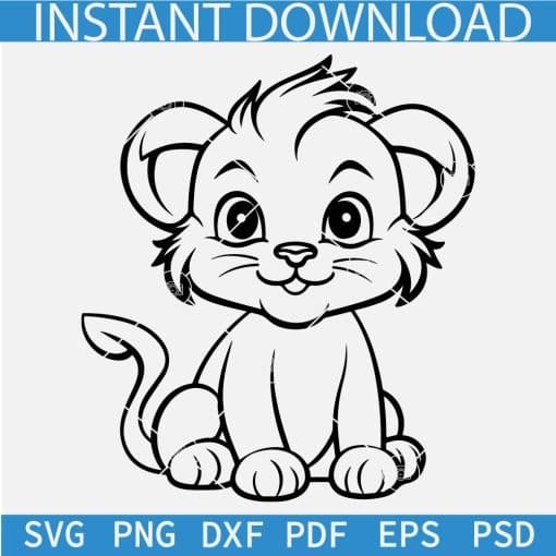 Black Baby Lion sitting SVG