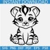 Black Baby Tiger sitting SVG