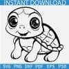 Cute Baby Turtle Line art Svg