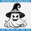 Cute Ghost with witch hat Svg