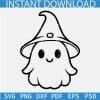 Halloween Ghost with witch hat Sketch Svg