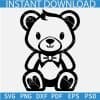 Cute Teddy Bear Sitting with Bow Tie Svg