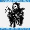 Death Rides on a Black Cat SVG, Black cat carrying devil SVG, Grim Reaper Riding Cat SVG PNG  DXF EPS