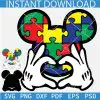 Disney Autism Puzzle SVG, Autism Puzzle Love hand Sign SVG, Disney Autism Puzzle Colored Layered SVG