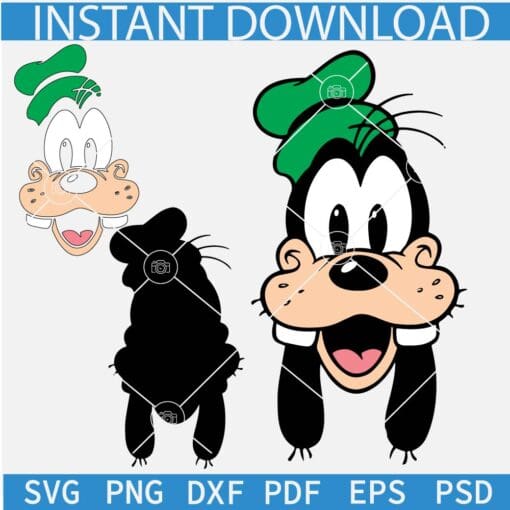 Disney Goofy Head SVG, Happy Goofy Head Layered SVG, Goofy Dog SVG