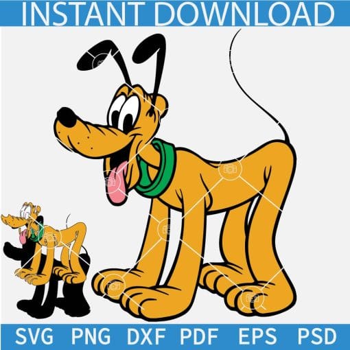 Dog Pluto Standing Layered SVG, Mickey Dog Pet Standing SVG, Standing Disney Dog Pluto SVG