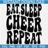 Eat Sleep Cheer Repeat Retro Wavy Text SVG