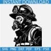 Fireman with Helmet and Gas Mask SVG