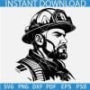 Man with firefighting gear Stencil SVG