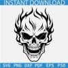 Happy Skull with flames SVG