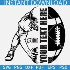 Football Player #10 Name Frame Svg