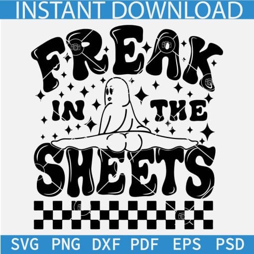 Freak in the sheets Ghost SVG, Freak in the sheets retro text ghost SVG