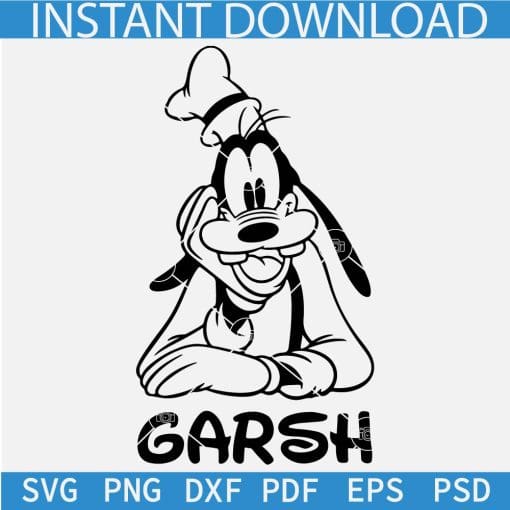 Garsh Goofy Vector Svg, Goofy Garsh Holding Cheeks SVG, Disneyland Goofy Line Art svg