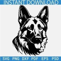 German Shepard Head Tongue Outside SVG