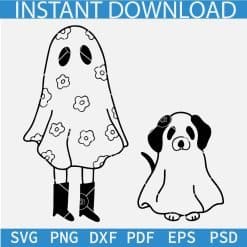Ghost Girls with heels and Dog SVG