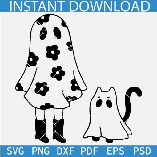 Ghost Girls with heels and Cat SVG