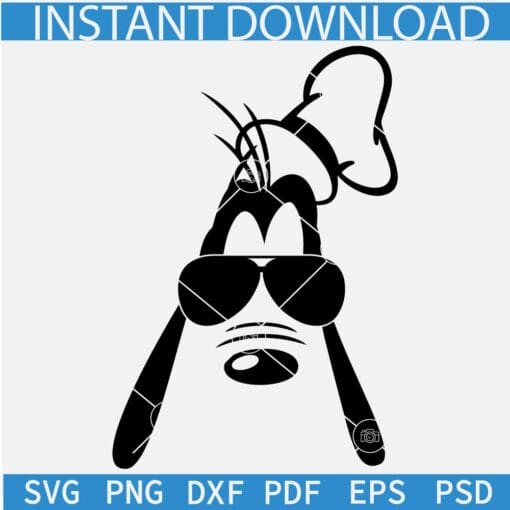 Goofy with glasses Silhouette SVG, Disney sunglasses Goofy SVG