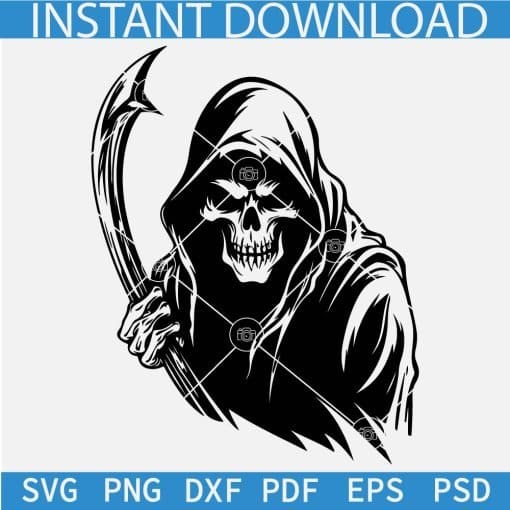 Happy Grim Reaper Head Svg