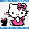 Hallo Kitty with Pink Dress and Bow SVG, Valentine Kitten SVG, Girl kitty with Pink Dress SVG