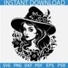 Cute Halloween Witch with Flowers Svg