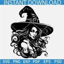 Halloween Witch Face with Long Hair SVG