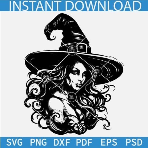 Halloween Witch Face with Long Hair SVG