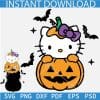 Halloween Kitty on Pumpkin Layered SVG, Hallo Kitty Pumpkin and Bats Layered SVG, Kitten on Halloween Pumpkin SVG