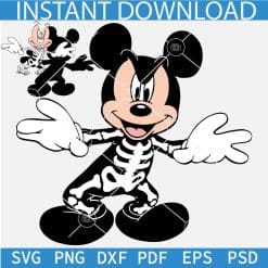 Halloween Mickey Wearing Skeleton Costume SVG, Disney Halloween Skeleton SVG