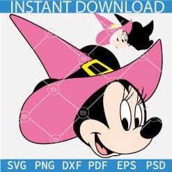 Halloween Minnie Mouse Witch Layered SVG, Minnie with Witch Hat SVG, Disney Halloween SVG 