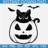 Halloween Pumpkin Cat SVG, Cute Cat on Halloween pumpkin SVG, Horror Cat and Bats Svg