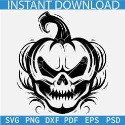 Halloween Pumpkin Skull with Witch Hat SVG