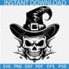 Happy Halloween Skull with Witch Hat Svg