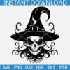 Halloween Witch Skull with Witch Hat Svg