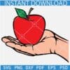 Hand Holding Apple SVG, Apple on Hand SVG, Teacher Apple Design SVG