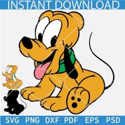 Happy Baby Pluto Sitting SVG, Cartoon Baby Pluto Layered SVG, Sitting Baby Pluto SVG