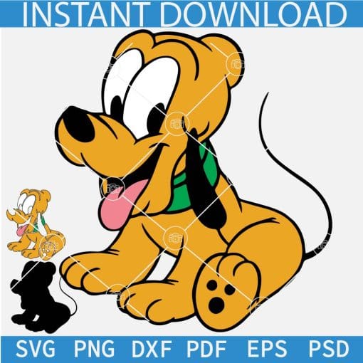 Happy Baby Pluto Sitting SVG, Cartoon Baby Pluto Layered SVG, Sitting Baby Pluto SVG