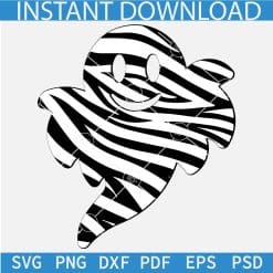 Happy Flying Ghost Zebra Prints SVG, Zebra Prints Flying Ghost SVG, Animal Prints Ghost flying Vector SVG