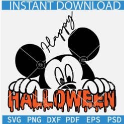 Happy Halloween Mickey SVG, Peeking Mickey Happy Halloween SVG, Disney Halloween Peeking SVG