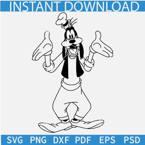 Happy goofy standing SVG, Goofy Questioning SVG, Goofy Sketch Standing SVG