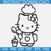 Hello Kitty Chef Hat SVG, Hello Kitty Sketch SVG, Kitten Chef Hat Coloring Page SVG