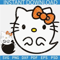 Hello Kitty Ghost SVG, Ghost Kitten SVG, Halloween Ghost Kitty SVG