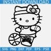 Hello Kitty Playing Ball SVG, Hello Kitty Sketch SVG, Sports Kitten Coloring Page SVG