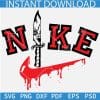 Horror Movie Character Nike SVG, Chucky Knife Nike SVG, Dripping Halloween Nike Logo SVG